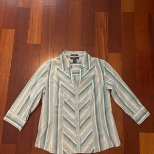 Striped Button-Up Women's Top - Blue